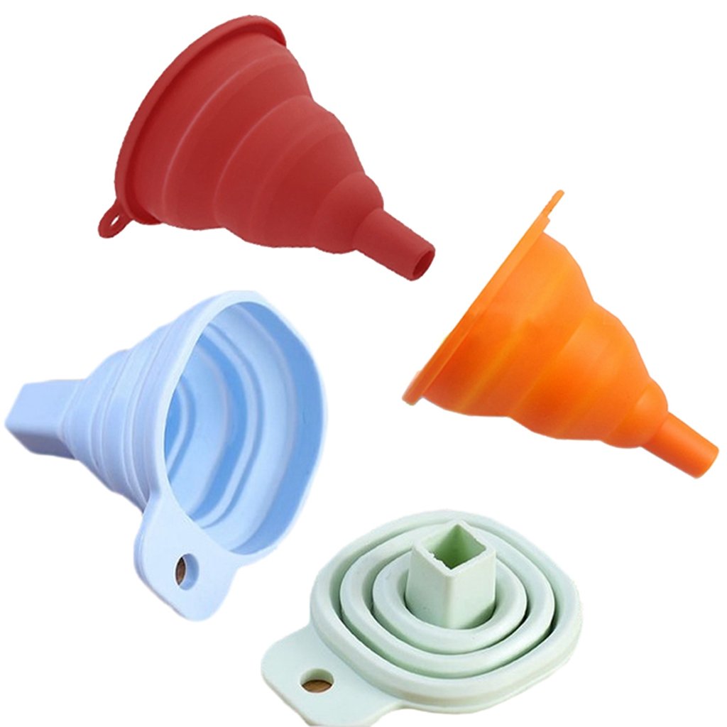 Silicone Funnel 2 Style Foldable and Durable Mini Funnel for Liquid Transfer Collapsible Funnel(Set of 4)