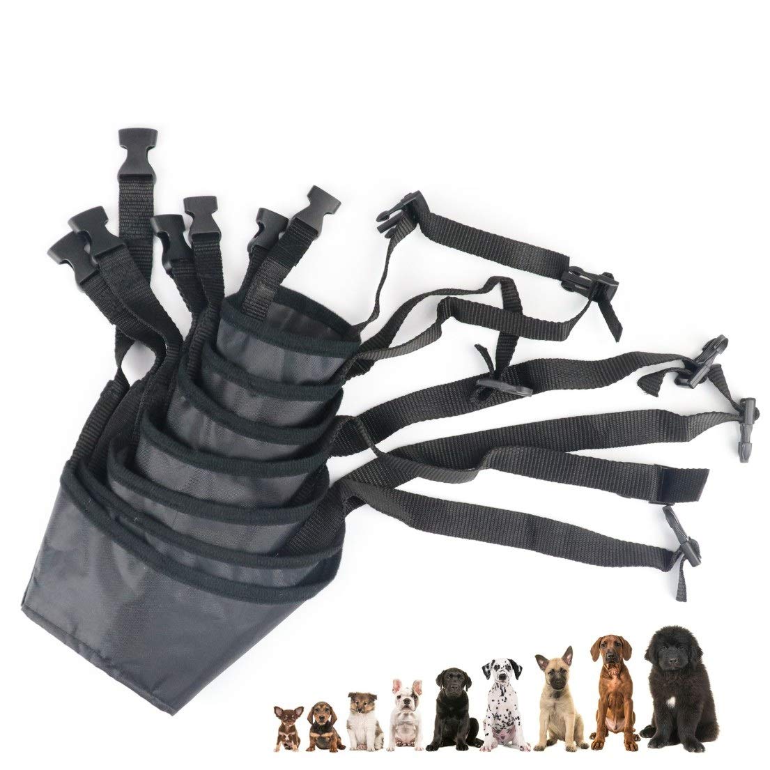 Idepet 1SET Dog Muzzles Suit,7PCS Adjustable Dog Cover Anti-Biting Barking Muzzles for Small Medium Large Extra Dog (Pack of 7)