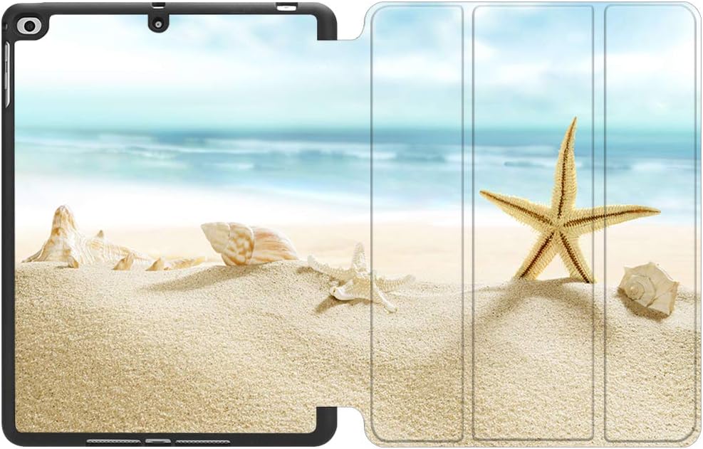 MTAOTAO iPad 9.7 2018 2017 Case 9.7-inch iPad 6th 5th Gen Case Model A1893 A1954 A1822 A1823,Slim Lightweight Trifold Stand with Soft TPU Back Smart Cover for Apple iPad Air 2/iPad Air 1 -Beach Conch