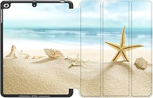 MTAOTAO iPad 9.7 2018 2017 Case 9.7-inch iPad 6th 5th Gen Case Model A1893 A1954 A1822 A1823,Slim Lightweight Trifold Stand with Soft TPU Back Smart Cover for Apple iPad Air 2/iPad Air 1 -Beach Conch