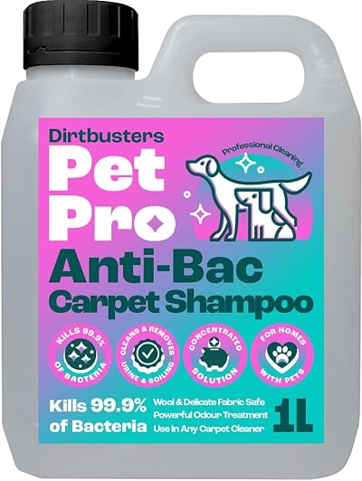 Dirtbusters Pet Pro Antibacterial Carpet Cleaner Shampoo 1L Wool Safe