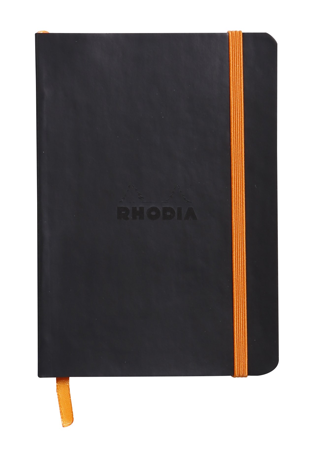 RHODIA 117302C - Black Flexible Notebook - A6 - Lined - 144 pages - Ivory Clairefontaine Paper 90 g/m - Bookmark, Elastic Closure - Faux Leather Cover - Rhodiarama Collection
