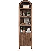 Best Choice Products 72" Tall Narrow Arched Pantry Cabinet w/Reeded Door, 4-Tier Bookshelf, Armoire, Hutch, Bookcase, Storage
