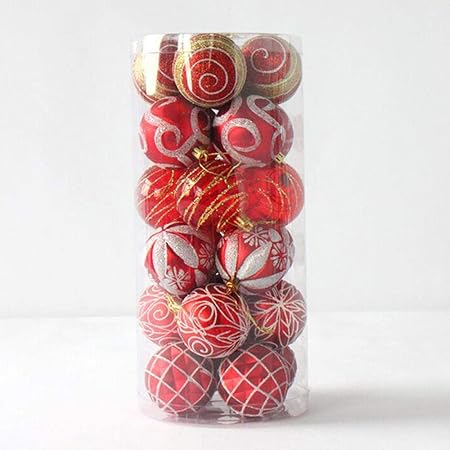Immagini Palle Natale.Gifftiy Palline Natalizie 24 Pezzi Dipinti Misti Albero Di Natale Decorazioni Palle Natale Festa Finestra Arredamento Casa Natale Appeso Palla Ornamento Decorazione Rosso Amazon It Casa E Cucina