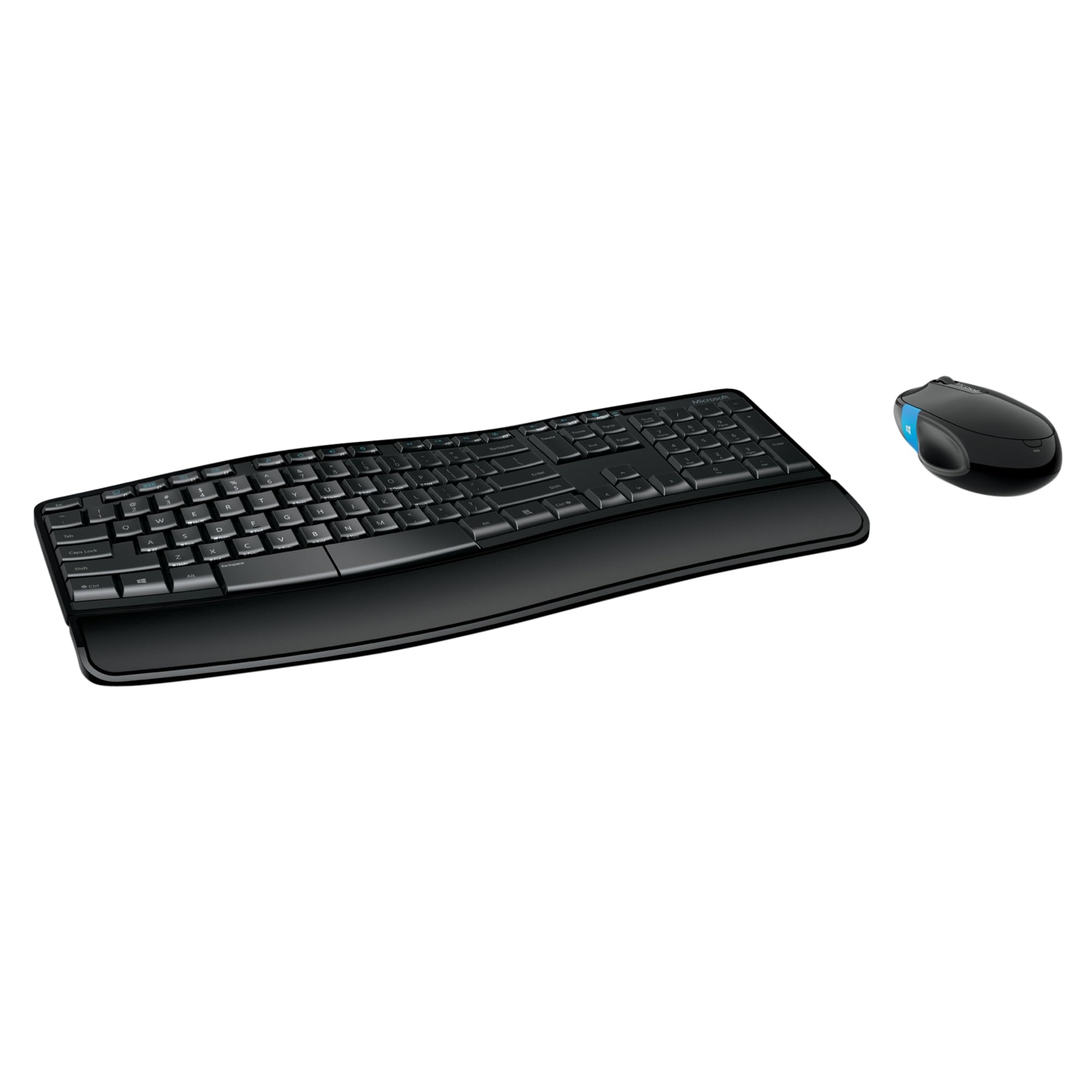 Microsoft Sculpt Comfort Desktop - Black - Wireless, Comfortable, Ergonomic Keyboard and Mouse Combo with Cushioned Palm Rest and USB Wireless Receiver