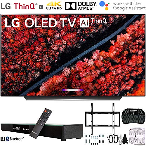 LG OLED55C9PUA 55″ C9 4K HDR Smart OLED TV w/AI ThinQ (2019) w/Soundbar Bundle Includes, Deco Gear Home Theater Surround Sound 31″ Soundbar, Flat Wall Mount Kit for 45-90 inch TVs and More
