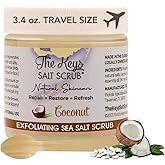The Keys Salt Scrub -Sea Salt Scrub - Exfoliating Body Scrub with Wooden Spoon - Moisturizing Exfoliator for Hands, Foot, Bath, (3.4 Ounce (Pack of 1), Coconut)