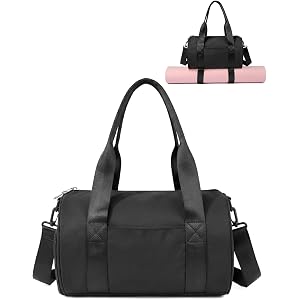 KUIRAN Small Gym Bag for Women, 11L Mini Duffle Bag with Shoe Compartment, Wet Pocket & Yoga Mat Holder, Lightweight Carry On