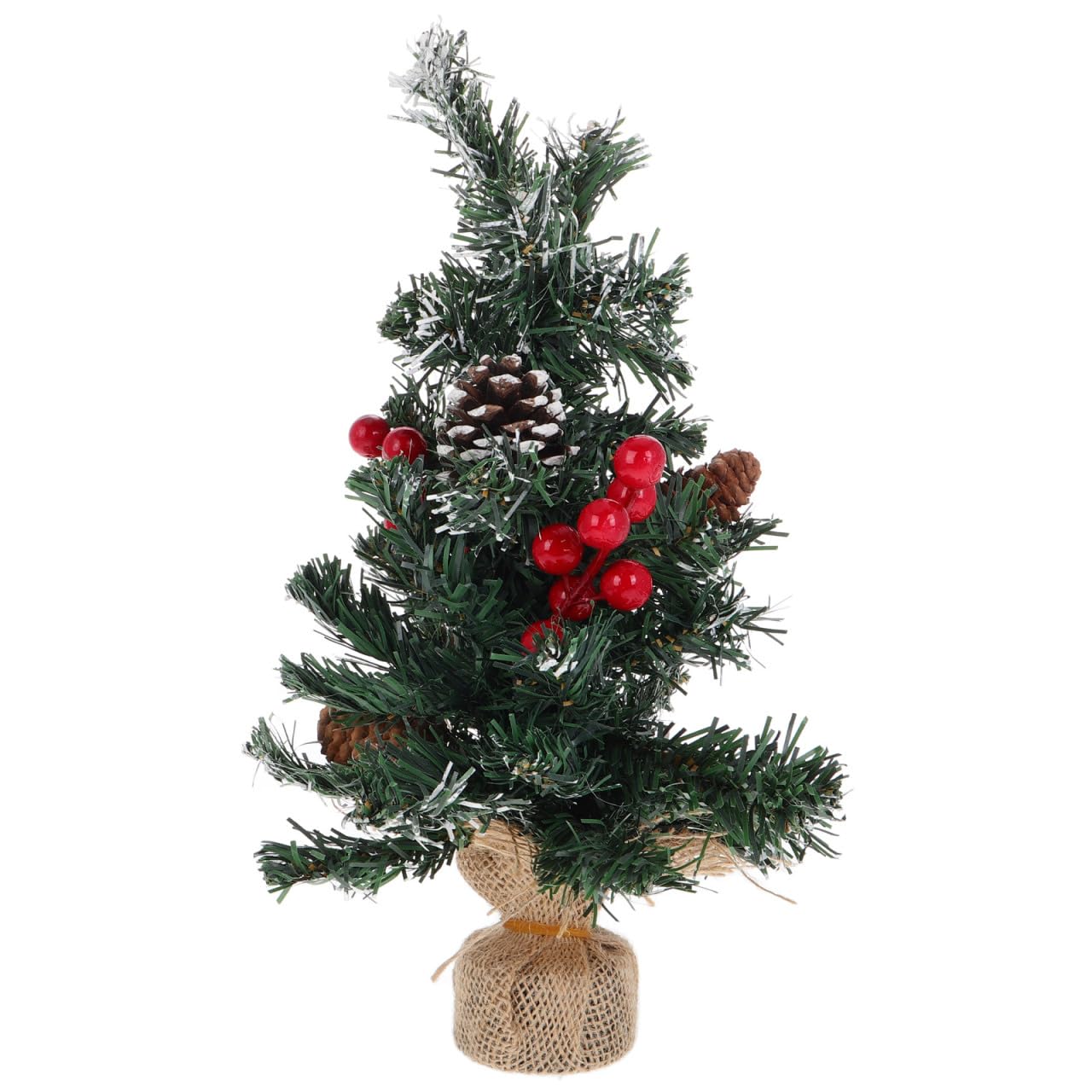 Tomaibaby Mini Christmas Tree: 11 Inch Artificial Tabletop Christmas Trees with Red Berries and Pine Cones - Mini Pine Tree for Xmas Table Decoration Home Office Bedroom Decor