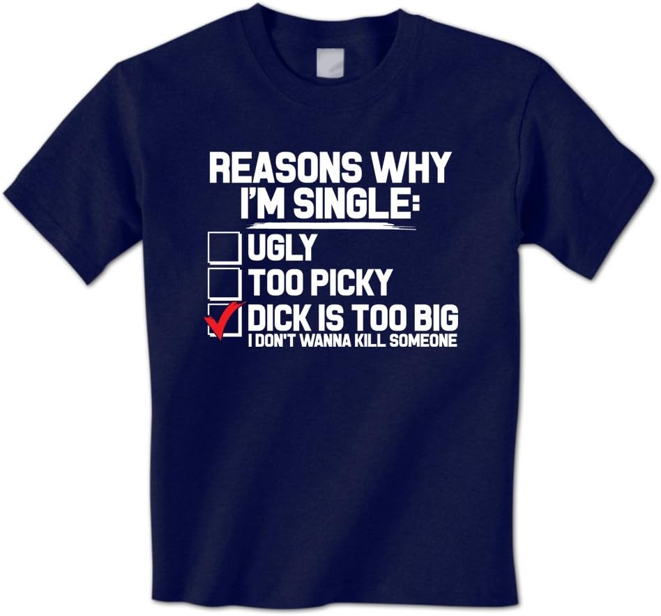 Swift Pigeon Apparel Reason Why I'm Single, Dick is Too Big Don't Wanna Kill Someone Mens T-Shirt