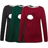 Smallshow Women's Maternity Nursing Tops Comfy Long Sleeve Breastfeeding T-Shirt