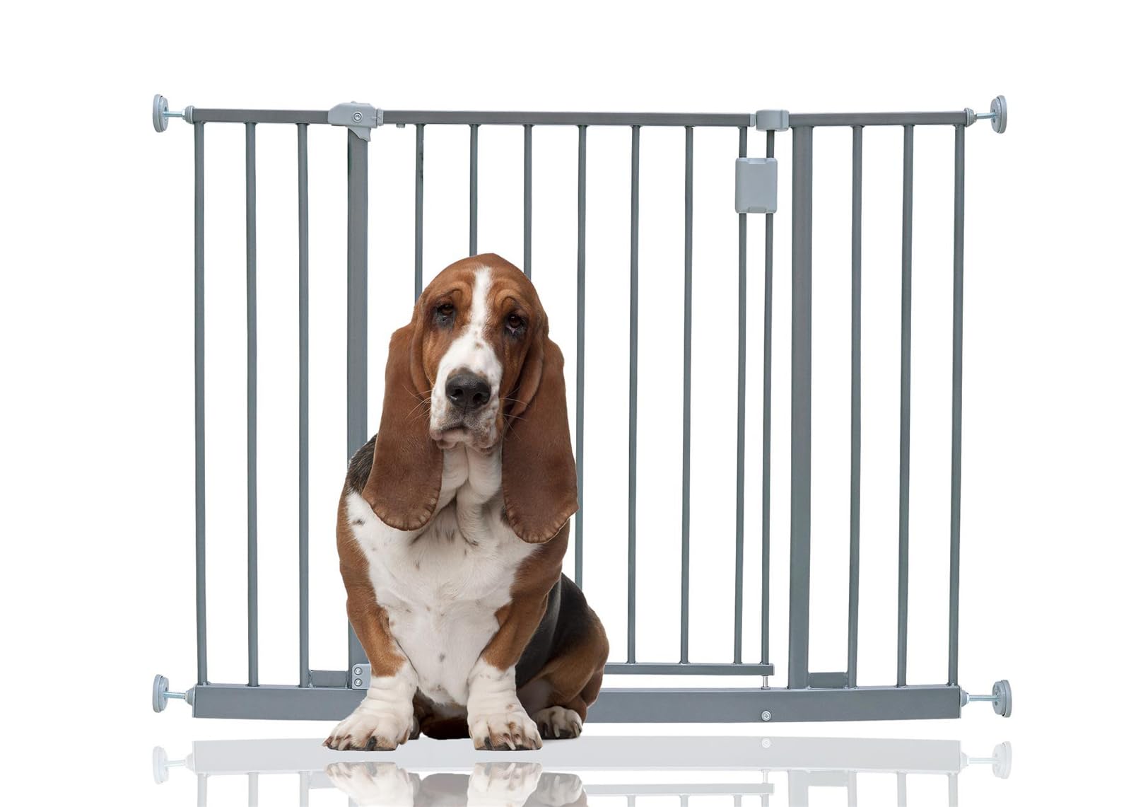 Bettacare Extra Wide Hallway Dog Gate, 97cm - 103cm, Grey, Pressure Fit Pet Gate, Puppy Safety Barrier for Hallways and Wide Spaces, Easy Installation