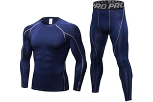 LANBAOSI Mens Workout Compression Set Pants and Long Sleeve Shirts Winter Warm Thermal Baselayer Top & Bottom