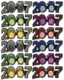 2017 New Years Eve Party Glasses (Classic Glitter) - 12 Pack