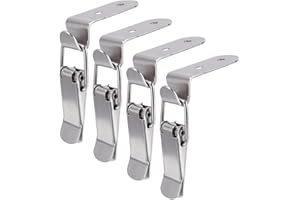 Lexziuo 4PCS 90 Degree Latch Stainless Steel Spring Loaded Toggle Clamp with Clasp - Heavy Duty Buckle Hook for Toolboxes, Ca