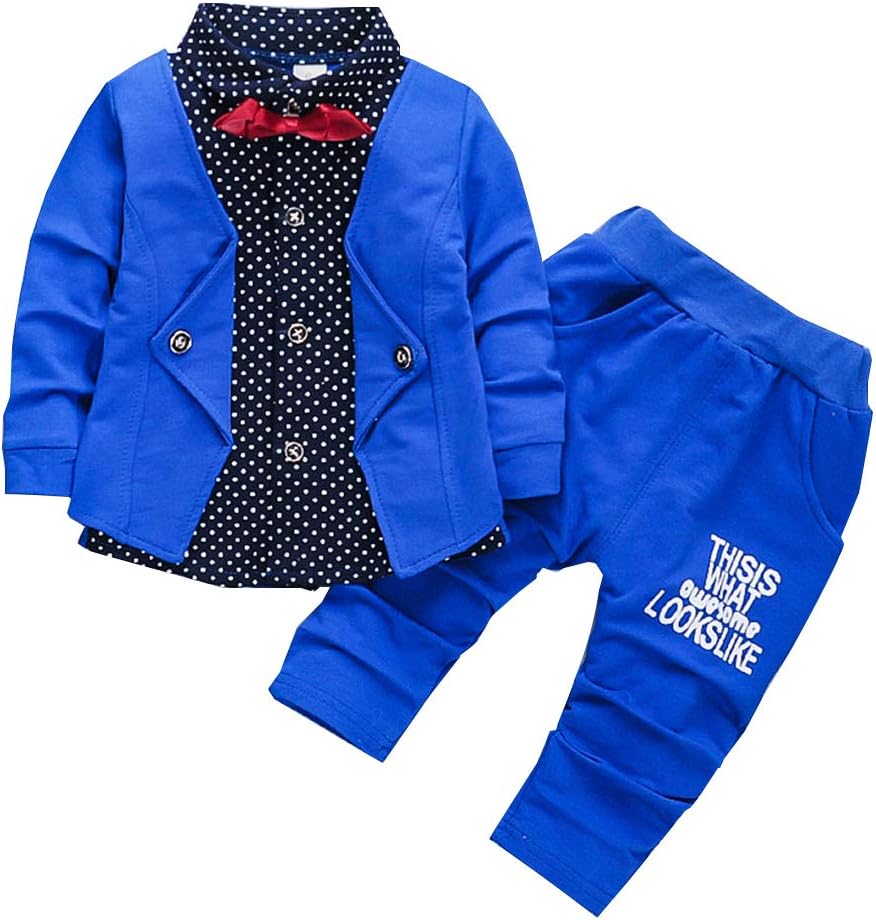 2pcs Baby Boy Dress Clothes Toddler Outfits Infant Tuxedo Formal Suits Set Shirt + Pants