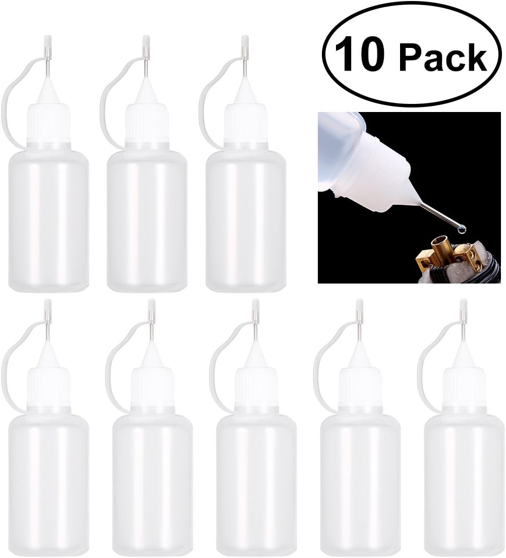 ULTNICE Aplicador de Botella de Pegamento con Punta de Aguja Herramienta de Quilling DIY Botella de Precisión (Blanco) 10Pcs 30ml