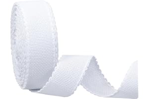 BENECREAT 14.8yd x 1.4in Aida Band with White Edge, Cross Stitch Fabric for Embroidery Needlework Bookmark DIY Crafts, 0.7mm 