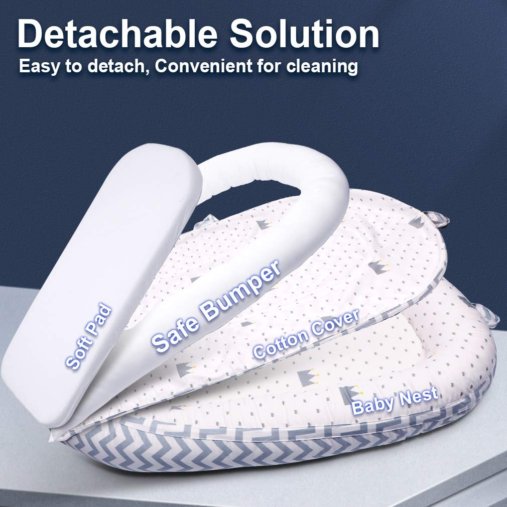 Mamibaby Baby Lounger Baby Nest 100% Soft Breathable Cotton Newborn Lounger Perfect for Co Sleeping,Portable Crib Baby Bed Bassinet Snuggle Bed for Travel,Suitable for 0-12 Months Infant: Baby