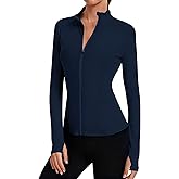 LOMON Women's Athletic Jackets Cropped Long Sleeve Workout Tops Yoga Zip Up Jackets Gym Tops Golf Shirts