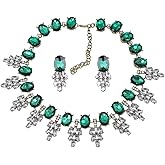 Zthread Lux Statment Necklace Leaf Crystal Choker Eveing Dress Brial Jewelry Necklace Earrings Set for Women