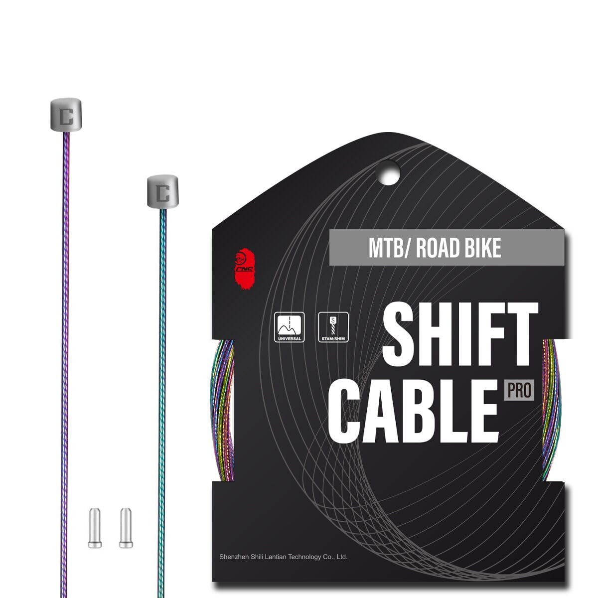 CNCLOL Pro Slick Polished Mountain Bike Gear Cable for Shimano/SRAM,MTB Gear Cable 1.2X 3000mm for Road Bike/BMX，1pc,Rainbow.