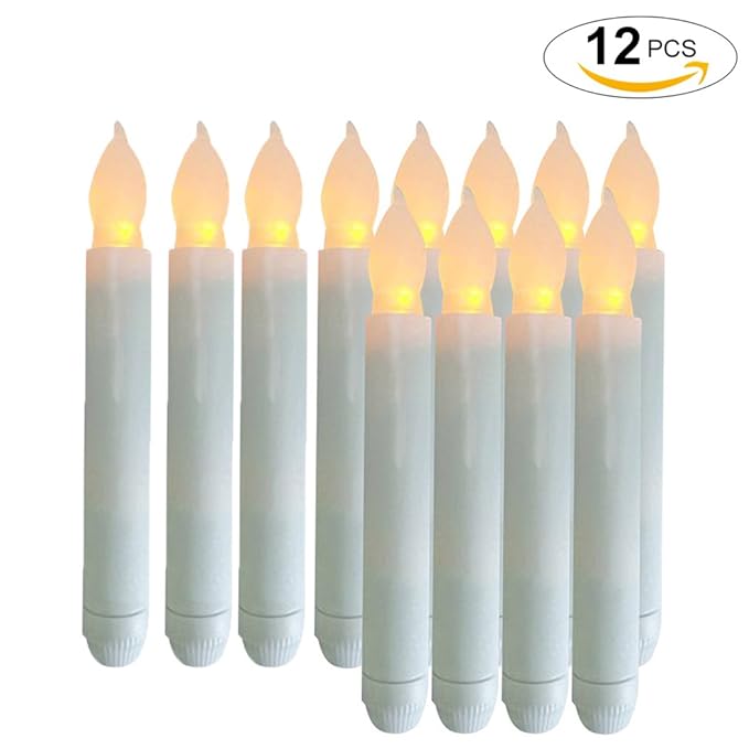 Outgeek 12PCS LED Candle Electronic Battery Powered Flameless Taper Candles Light for Party