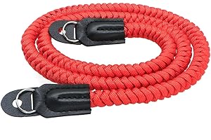 HITHUT Paracord Woven Camera Neck Shoulder Strap Belt Hand Compatible with Canon Nikon Sony Olympus Pentax Fujifilm Panasonic SLR DSLR Digital Mirrorless Cameras 36inch Red