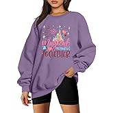 MYHALF Magic Kingdom Sweatshirts Women Embroidered Magical Princess Graphic Shirts Family Vacation Castle Long Sleeve Tops