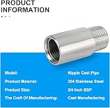 ERGAOBOY 2x 3/4" Male to Female BSP Nipple Cast Pipe 100mm 304 Stainless Steel view 3