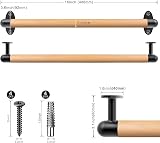 SELEWARE 16 Inch Wood Handrail Indoor Stairs Wall Mount 1.3 Inch Round view 4