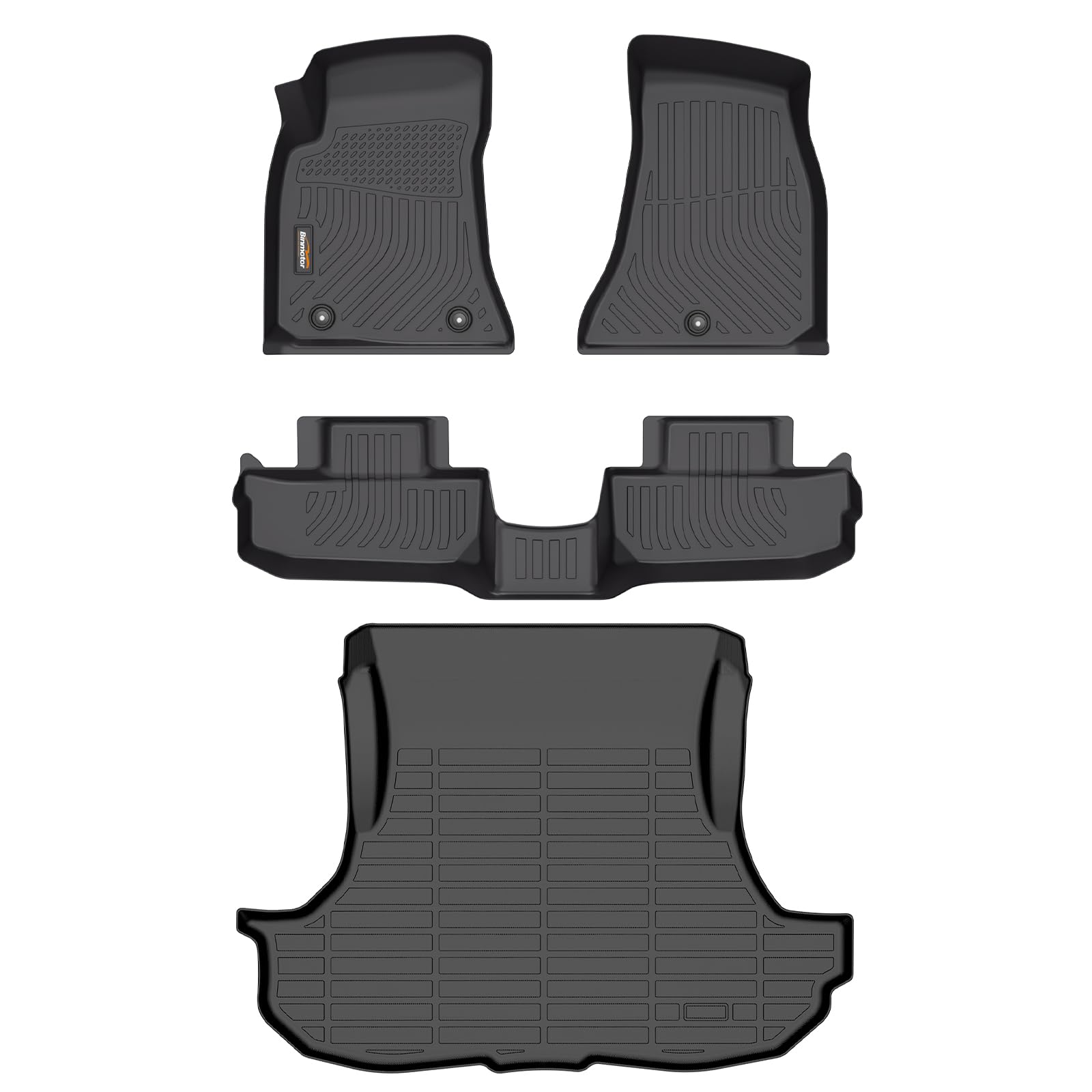 Binmotor-All Weather Car Floor Mats & Cargo Liner Set for Dodge Challenger RWD 2015-2023, 1st & 2nd Row & Rear Cargo Mat TPE Rubber Liners for Dodge Challenger Accessories Image