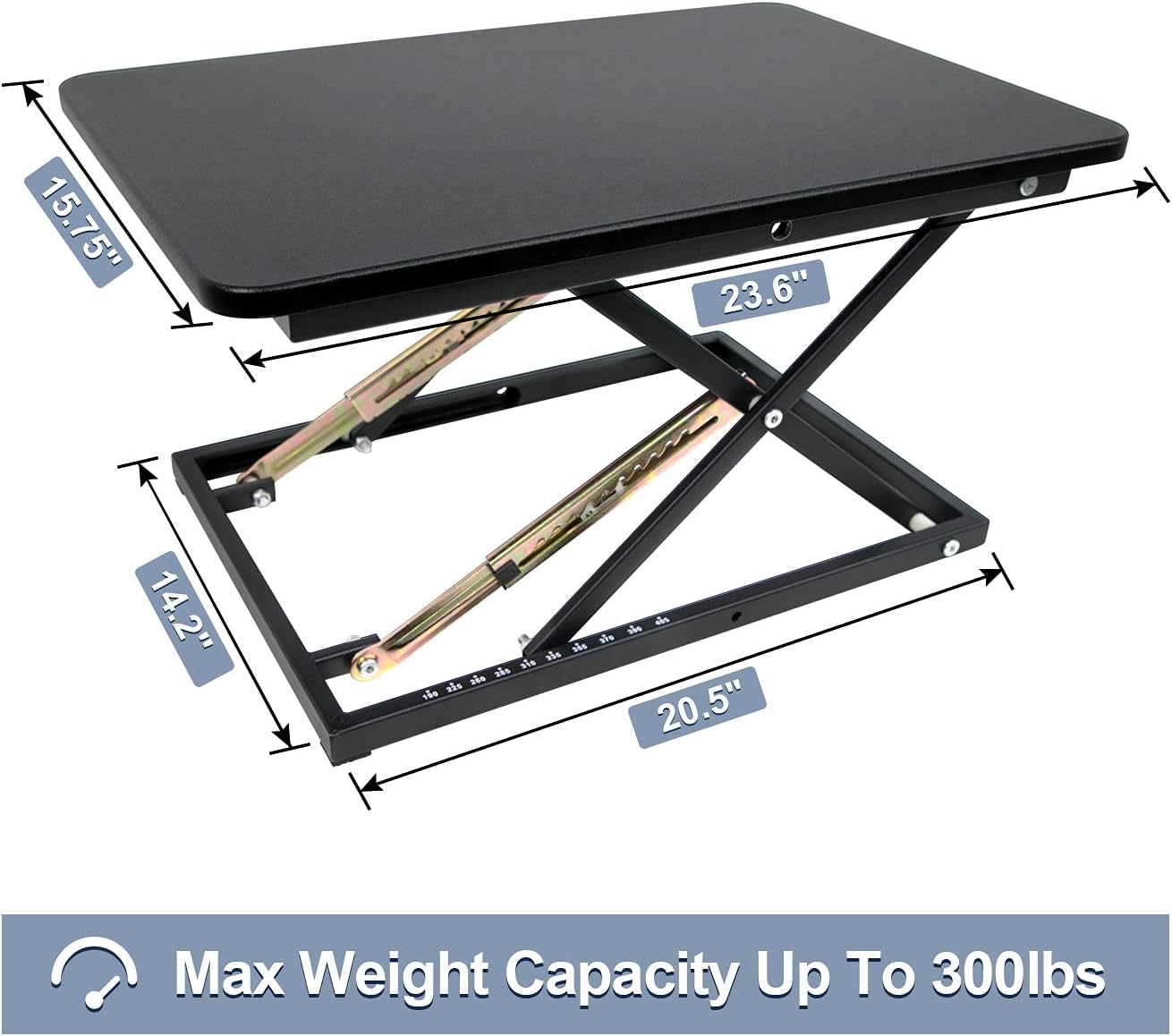 STANDNEE Standing Desk Converter, Height Adjustable Stand up Desk Riser, Fully Assembled Monitor Laptop Riser Workstation, Sit to Stand Desk for Home Office, Black.: Kitchen & Dining