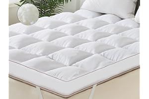 WhatsBedding 3 Inch Memory Foam Mattress Topper Queen Size Plus Thicked Down Alternative-Lined, 1700GSM Fluffy Shredded Memor