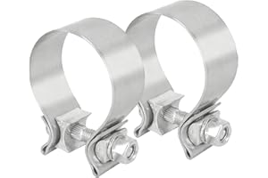 2Pcs 2.25 Inch Exhaust Clamp, Narrow Band Muffler Clamp - Stainless Steel Heavy Duty