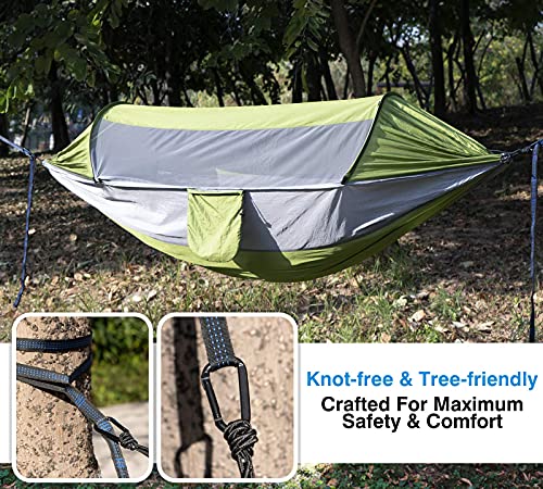 Decorlife-Portable-Camping-Hammock-with-Removable-Mosquito-Net-Sturdy-Nylon-Windproof-Travel-Hammock-for-Camping-Single-Double-Camp-Hammock-with-Heavy-Duty-Straps-and-Carabiners-Green