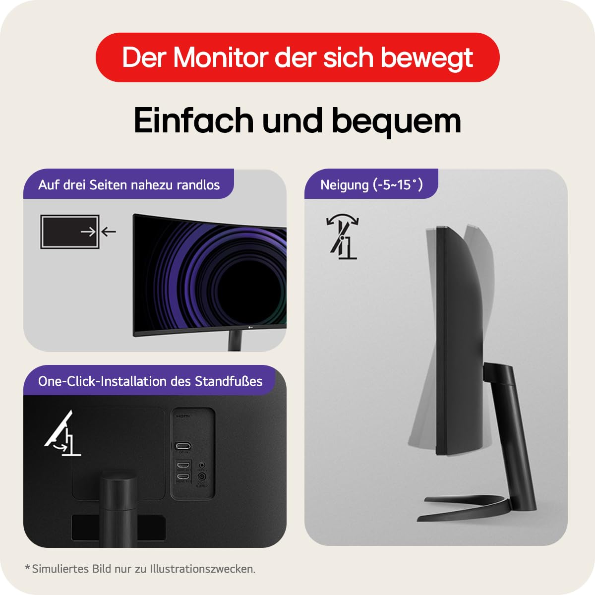 LG, 34 Zoll, UltraWide, 1800R Curved QHD Monitor, 3440 x 1440, 34WR50QK-B.AEU, 21:9, 5ms GtG, 100 Hz, HDR10, 99% sRGB, PBP-Modus, OnScreen Control, AMD FreeSync - Schwarz 7