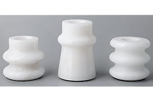 Vixdonos Marble Candle Holder Set of 3 Taper Candle Candlestick Mantle Candle Stand for Home Decor,Wedding,Party and Table Centerpieces(White)