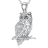 Zorlioy Lab Grown Diamond Owl Necklace for Women in 925 Sterling Silver