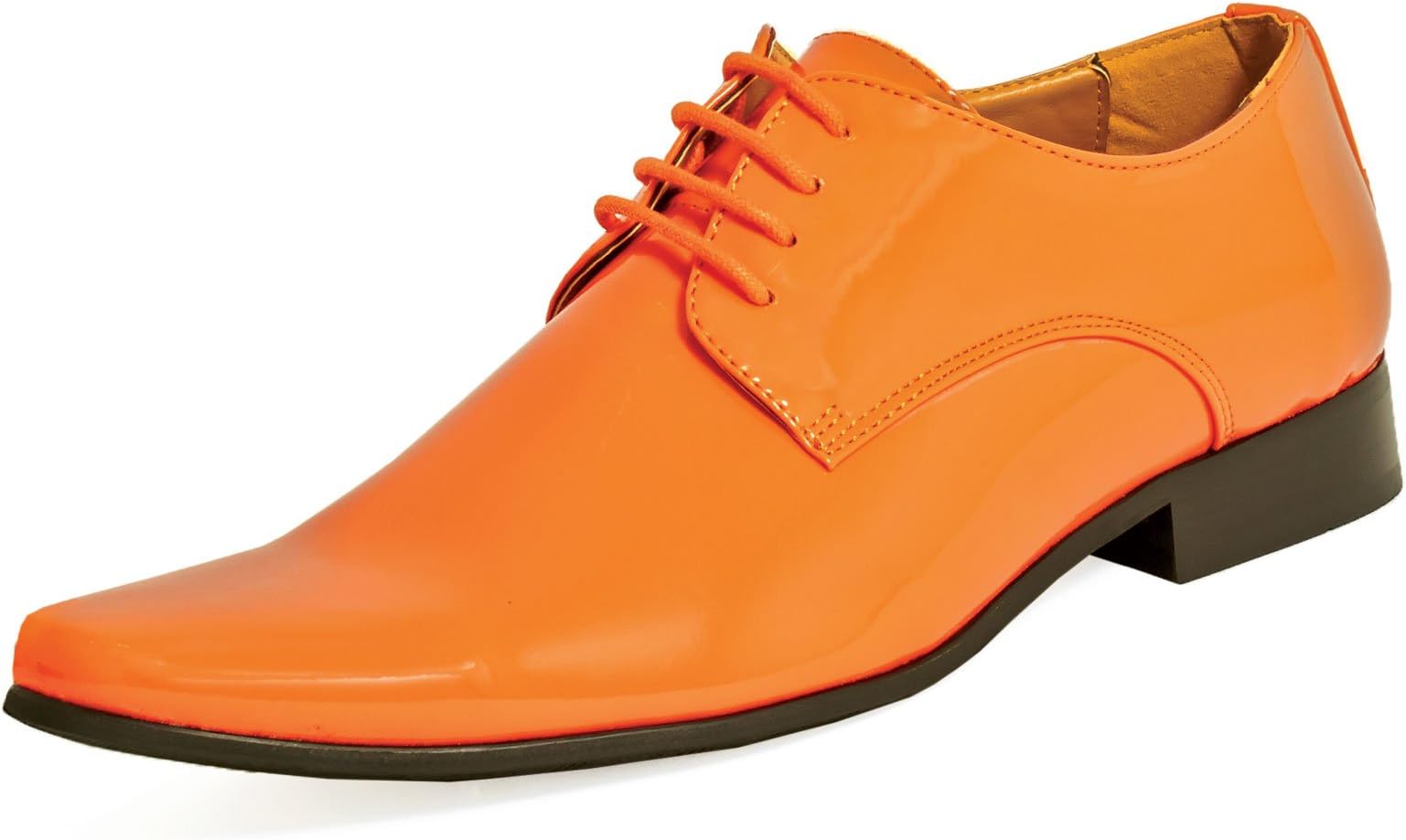 Dobell Mens Orange Dress Shoes Patent Contemporary Style Laced