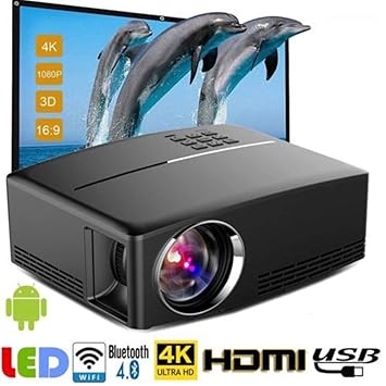 Konnison-1 Projector-Mini Video portátil Projector-1800 Lumens LED ...