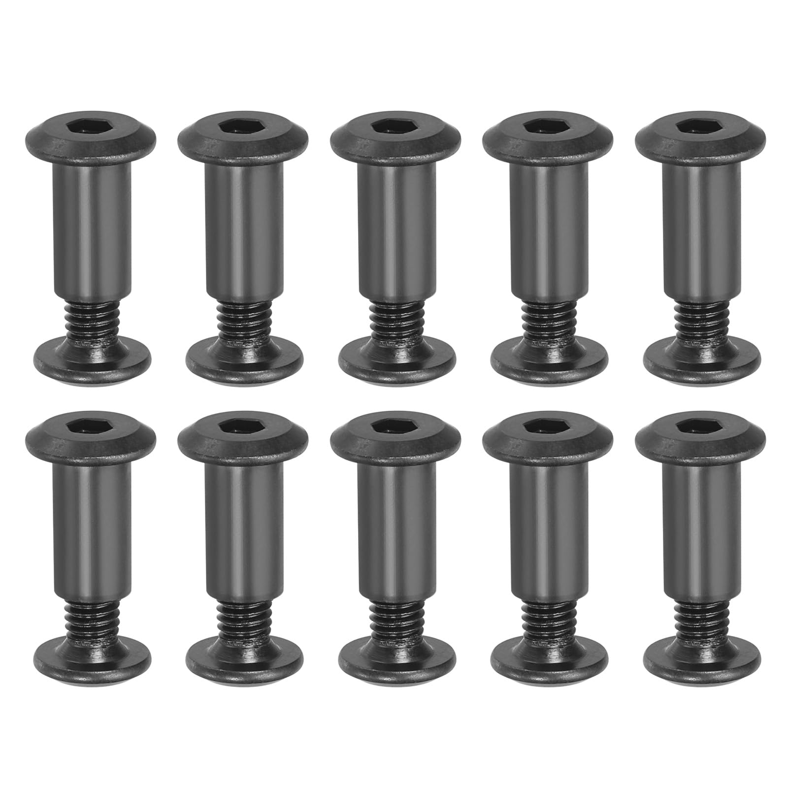 PATIKIL M6 x 10 mm Hex Chicago Screws, 10 Set Binding Screw Posts Connecting Hex Drive Socket Cap Bolt Nuts for Scrapbook Leather Belt Album Photo Furniture Repair, Black