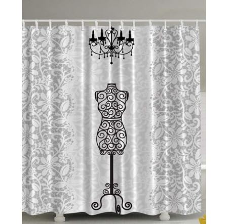 Yiciyici Rideau De Douche Gris Robe Forme Mannequin Lustre