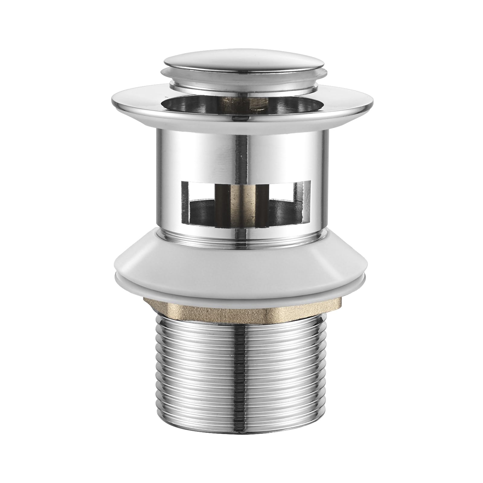 Ibergrif Click-clack Basin Waste with Overflow Sprung Plug Slotted Drain Anti-Leak Washbasin Waste Easy Fit Installation, Chrome, M20503