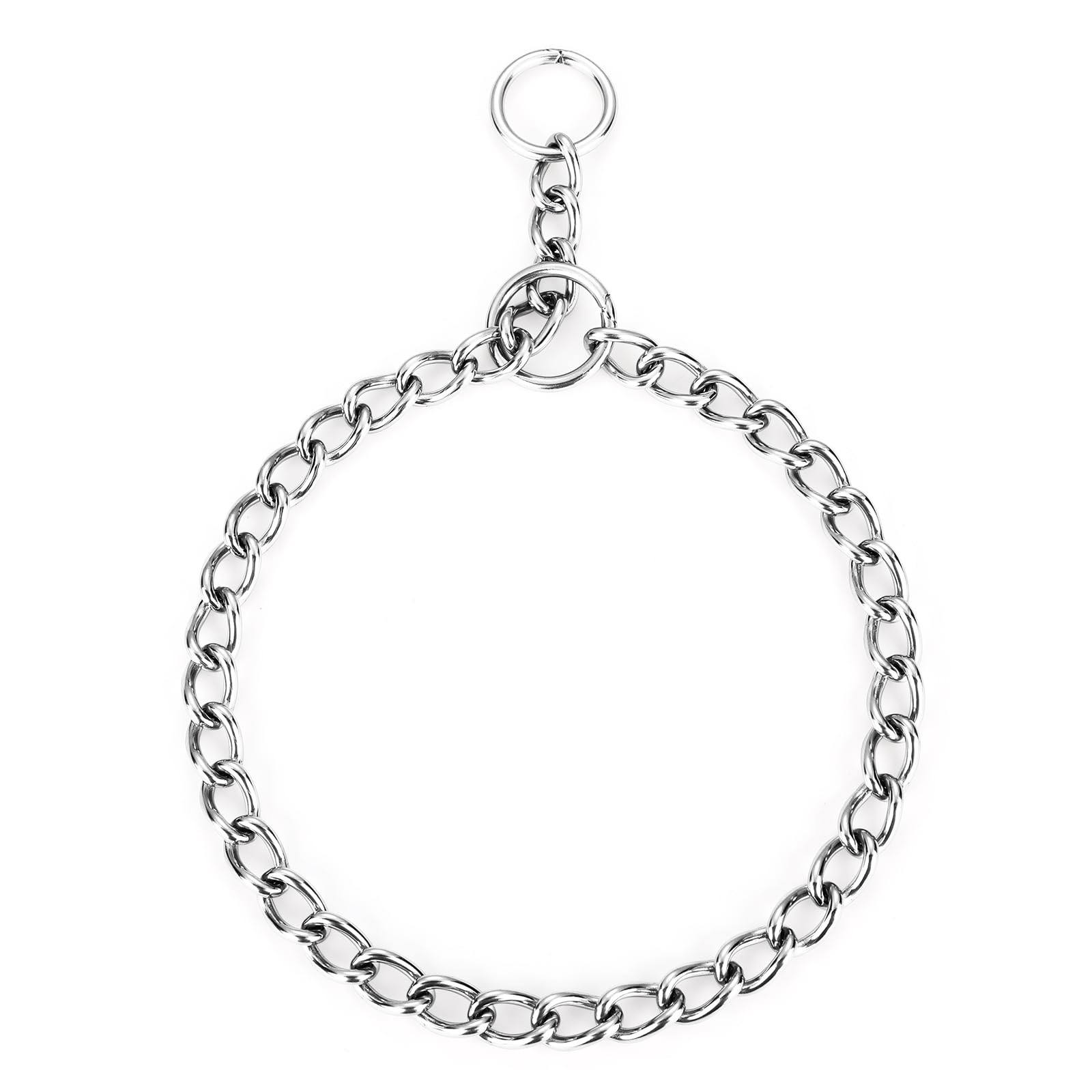 PETTOM Choke Chain for Dogs, Stainless Steel Rust-Proof Dog Collar, Metal strong dog collar, Dog Chain Collars Silver for Dog Training Walking (L- Diameter 60cm)