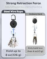 Uniclife Retractable Keychain Badge Reel Heavy Duty 80 cm Steel Wire 226 g view 2