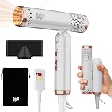 Quico Travel Hair Dryer Dual Voltage, 120000 RPM Brushless Motor Fast Drying Hair Dryers for Women 500 Million Ionic, Thermo-Control Foldable Blow Dryer with Cold, 3 Heat & 3 Speed Settings for Globle