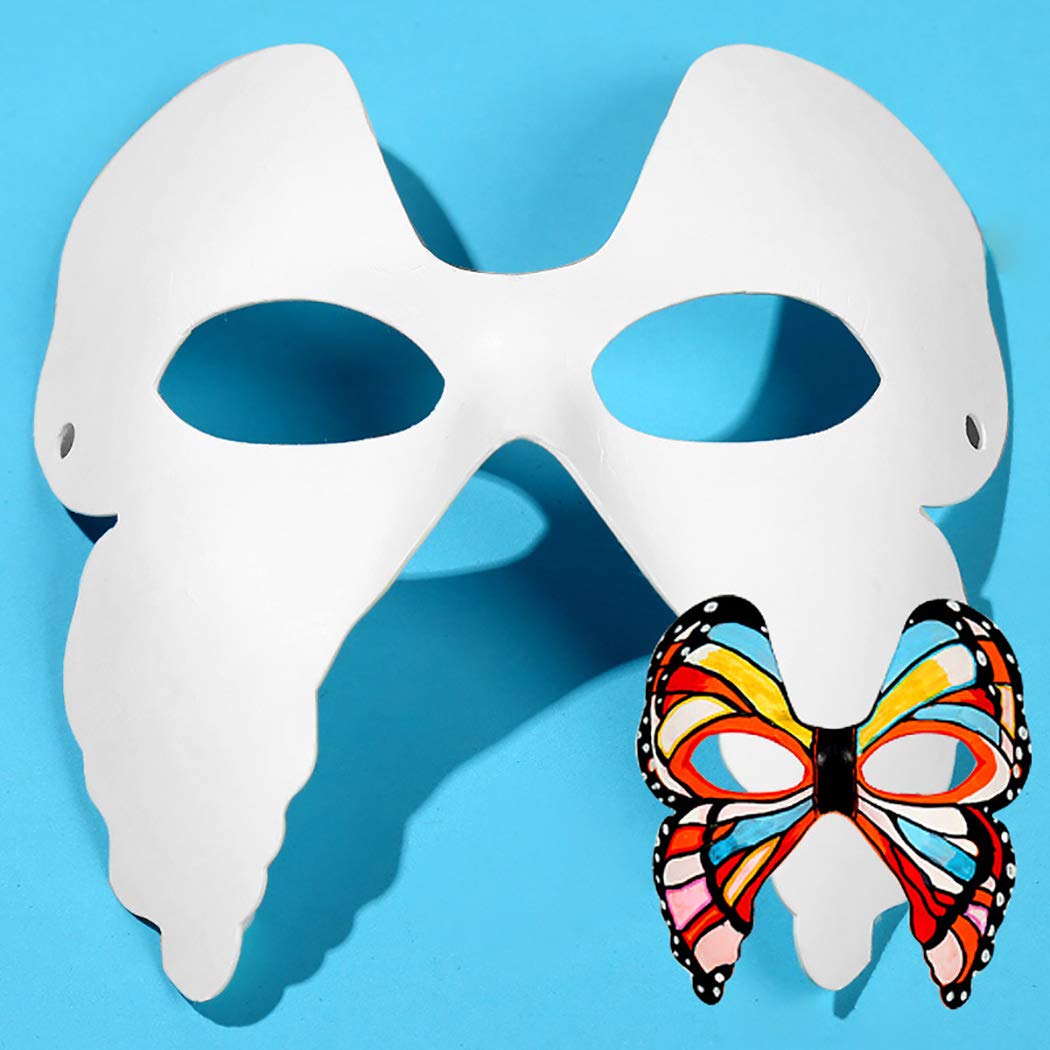 ZOYLINK 12pcs Masque de Partie Peinture Vierge Bricolage Assortis Types Masque de Costume pour Halloween