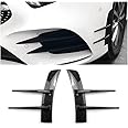 AUCELI Car Spoiler Kit, 2 Pcs Universal Front Bumper Splitter, Fender Side Vents Stickers, Soft Fins Spoiler, Anti-Collision Decoration Strip for Car Body Hood Side Wing (Carbon Fiber)