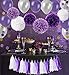 Wartoon 43 Pcs Paper Pom Poms Flowers Tissue Balloon Tassel Garland Polka Dot Paper Garland Kit for Birthday Wedding Party Decorations - Purple and Lavender，White for Mother's Day